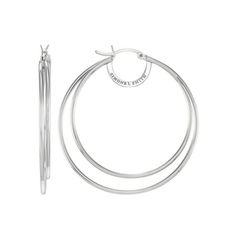 Calling all hoop girls! These large double hoop earrings are the ultimate expression of style and sass! Made in sterling silver with that glamorous platinum shine. Created just for you by designer Simone I Smith. Featuring her signature bridge hook that keeps these earrings looking perfect every time you put them on. The sturdy yet lightweight construction makes them as comfortable to wear as they are beautiful. Crafted and hand polished to a mirror finish in the same factory that produces all o Double Hoop Earrings, Womens Watches, Women's Earrings, Silver Bracelet, Jewelry Collection, Jewelry Watches, Platinum, Bridge, Hoop Earrings