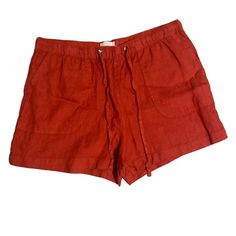 Nwot C&C California Shorts Red Orange 100% Linen Pockets Drawstring - Size L The Waist Is 16 Inches Across. The Length Of Inseam Is 3 Inches. Red Drawstring Bottoms For Summer, Red Drawstring Summer Bottoms, Red Drawstring Bottoms For Vacation, Red Relaxed Fit Pajama Shorts, Red Drawstring Shorts For Vacation, Casual Red Pajama Shorts With Elastic Waistband, Red Pajama Shorts With Elastic Waistband, Red Shorts For Summer Loungewear, Red Summer Pajama Shorts With Elastic Waistband