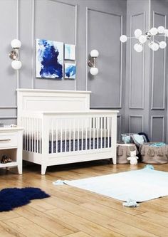 Franklin and Ben Beckett Modern Classic Warm White Wood 4-in-1 Convertible Crib Mid Century Modern Nursery, 4 In 1 Crib, Panel Molding, Adjustable Mattress, Convertible Crib, Double Dresser, Full Size Bed, Wood Nightstand