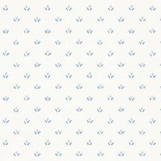 a white and blue wallpaper with small leaves on the bottom half of it,