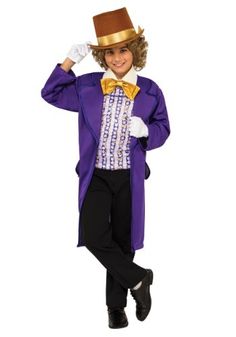 a boy in a purple jacket and top hat