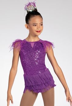 Fringe Dance Costume, Fringe Dance Dress, Sparkle Romper, Dance Recital Costumes, Jazz Pants, Jazz Dress, Ostrich Feather Trim, Jazz Costumes, Feather Headpiece