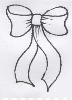 a drawing of a ribbon with a bow on it's end, in black and white