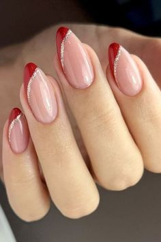 New Years Nail Designs, Unghie Sfumate, Her Nails, Red Nail Designs, Makijaż Smokey Eye, Simple Nail Art Designs, New Year's Nails, Fancy Nails