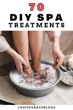 Here are 70 blissful DIY spa treatments to enjoy in the comfort of your own home Whatever you decide I'm sure you'll love all of these fabulous spa treatments to have a fabulous DIY spa day at home! Diy Spa Day At Home Date Night, Diy Spa Day At Home For Couples, At Home Spa Day Ideas With Friends, Self Care Spa Day At Home, Spa Day Food, Spa Day Ideas At Home, Spa Ideas At Home, Diy Spa Products, Floating Kingdom