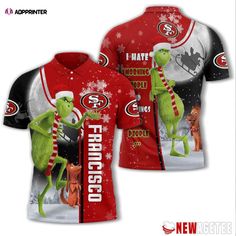 Grinch Stole Christmas San Francisco 49ers Nfl I Hate Morning People Polo Shirt Christmas The Grinch, Hate Mornings, Work Dress Code, Morning People, Clothing Staples, Staple Wardrobe Pieces, Grinch Stole Christmas, Simple Shirts, The Grinch