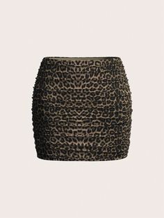 Women Leopard Print Mesh Ruched Bodycon Mini Skirt Brown Sexy   Mesh Fabric Leopard Print,Textured Pattern Bodycon Medium Stretch  Women Clothing, size features are:Bust: ,Length: ,Sleeve Length: High Waist Ruched Mini Skirt For Night Out, High Waist Fitted Skirt With Ruched Sides, Fitted High Waist Ruched Skirt, Ruched Stretch Mini Skirt For Night Out, Stretch Mini Skirt With Ruched Sides For Night Out, Ruched Fitted Pencil Skirt For Party, Stretch Ruched Mini Skirt For Night Out, High Waist Ruched Fitted Skirt, Fitted Mini Bottoms With Ruched Sides