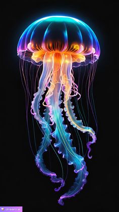 a jellyfish is glowing in the dark