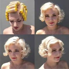 Vintage Roller Set, Hot Roller Hairstyles, Roller Hairstyles, Hair Rollers Tutorial, 1940s Hairstyles, Rockabilly Style