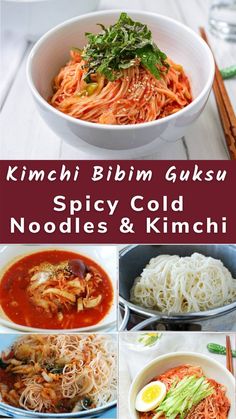 Kimchi Bibim Guksu (Spicy Cold Noodles with Kimchi) Korean Kimchi Noodles, Kimchi Cold Noodles, Cold Kimchi Recipes, Kimchi Noodle Recipe, Cold Noodle Recipes, Noodles With Kimchi, Spicy Cold Noodles, Bibim Guksu, Asian Potluck