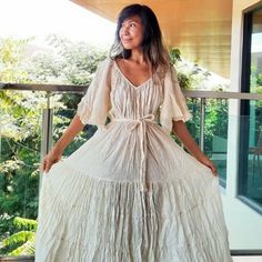 Handmade Bohemian Off White Maxi Dress. Perfect For A Boho Wedding, Maternity, Or A Nice Romantic Picnic With Yourself. V Neck Flowy Wide Sleeve Cotton Ankle Length No Pockets Tho :( Made In Thailand Flowy Wedding Dress, Wedding Dress V Neck, Maxi Dress Maternity, Wedding Maxi Dress, Off White Wedding, Off White Wedding Dresses, Dress Boho Wedding, Maxi Dress Boho, Wedding Dresses Hippie