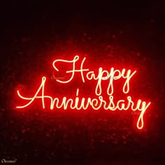 happy anniversary neon sign in the dark