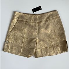 Beautiful And Dressy Gold Shorts, Two Side Pockets, Front Zipper Closure, Size P Or Xs Gold Sequin Shorts, Black Sequin Shorts, Single Dress, Coral Shorts, Gold Shorts, Pinstripe Dress, Sequin Shorts, Leather Shorts, Black Sequins