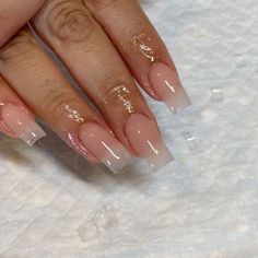 Clear Poly Gel Nails Design, Clear Nails Acrylic Short, Clear Square Nails, Realistic Acrylic Nails, Clear Nude Nails, Natural Nail Acrylic, Translucent Pink Nails, Short Classy Nails, Natural Acrylic Nails