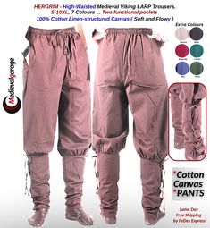 the pants are pink and have zippers on each side, along with different color options