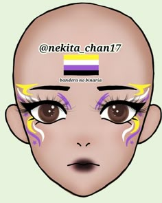 Delienado grafico Pride Makeup Nonbinary, Non Binary Flag Makeup, Non Binary Makeup Looks, Nonbinary Flag Makeup, Nonbinary Pride Makeup, Non Binary Makeup, Nonbinary Makeup, Dark Eye Makeup, Makeup Drawing