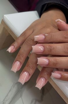 Nail Designs For Nurses, Natural Square Acrylic Nails, L Acrylic Nails, Elegant Nails Classy Simple, Beige French Tip Nails, Plain Nude Nails, Medium Square Nails Designs, Square Gel X Nails, Nude Nails Square