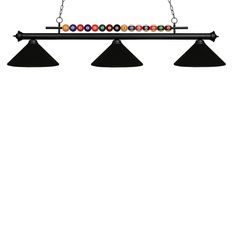 a billiards pool table light with four lights hanging from it's sides