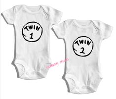 Dr Seuss Twin 1 & Twin 2 ~ Twin Baby outfits These short-sleeve baby bodysuits are 100% cotton for your baby’s comfort. The reinforced three snap closure makes diaper changing a breeze Romper designs are professionally printed. Your unique design will make someone smile with funny, cute, vintage, or expressive artwork Make this newborn creeper the perfect gift for mom-to-be, Mother’s Day, baby shower, baby birthday, and Christmas Machine wash cold inside out with like colors. Tumble dry low for Playful Short Sleeve Onesie For Gender Reveal, Pre-shrunk Short Sleeve Onesie For Playtime, White Short Sleeve Bodysuit For Birthday, White Short Sleeve Bodysuit For Gender Reveal, Twin Baby Outfits, Newborn Baby Onesies