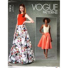 an image of a woman in a skirt and top on the cover of a sewing pattern