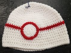 Adult Pokemon Premier Pokeball knitted winter hat Crochet Pokeball Hat Pattern Free, Pokemon Baby Hat, Crochet Pokeball Hat, Knitted Pokemon Hat, Winter Knits, Winter Hat, Winter Hats, Pokemon, Hats