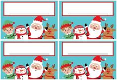 santa clause name tags with reindeers on them