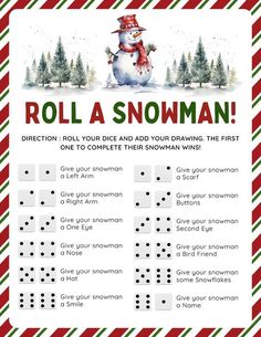 a snowman game with instructions to play