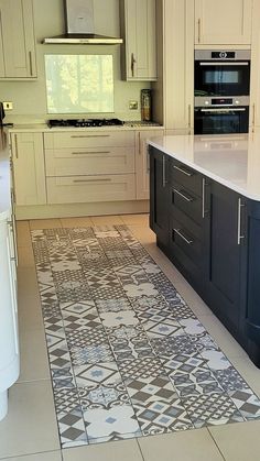 Latina Sky Patterned tile as a floor splash back in the kitchen. Grey Tile Pattern, Floor Tile Grout, Patterned Tiles, Patterned Wall, Geometric Tiles, Tile Grout, Adhesive Tiles, Wall And Floor Tiles, Get Creative