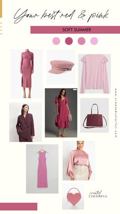 the pink color scheme is featured in this fashion book, which features images of women's clothing and accessories