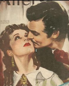 an old magazine cover with a man kissing a woman