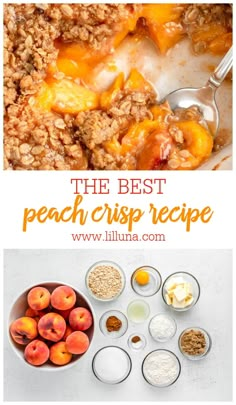 the best peach crisp recipe is made with fresh peaches, oatmeal and milk