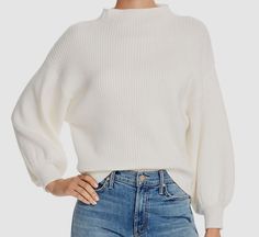 Petite Sweaters, Line Dot, Funnel Neck Sweater, Jean Top, Women Sleeve, White Sweater, Engagement Shoot, Funnel Neck, Ribbed Sweater