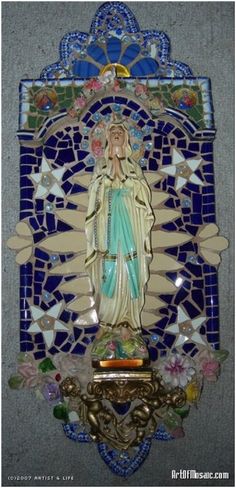 undefined Mexican Motifs, Shrine Art, Altar Art, Mosaics Art, Mosaic Crosses, Religious Symbols