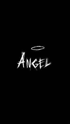 the word angel is written in white on a black background