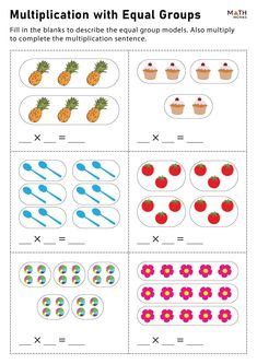 the worksheet for addition and subtraction with equal groups