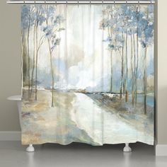 Blue Path Home Shower Curtain Oasis Artwork, Watercolor Shower Curtain, Shower Curtain Blue, Geometric Shower Curtain, Floral Shower Curtains, Bed Curtains, Curtains With Rings, Shower Curtain Rings, Bathroom Shower Curtains