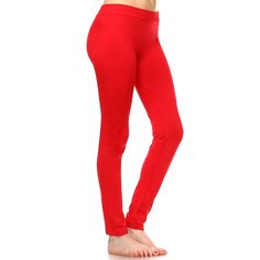 Pair these leggings with a dress top and sandals for a simple, casual look. Made from a polyester, these leggings are comfortable and soft against the skin. Full Length Tights For Spring, Red Full-length Leggings For Spring, Elastic Tights For Spring, Spring Comfort Stretch Elastane Leggings, Red Yoga Tights, Red Elastane Yoga Tights, Red Elastane Tights For Yoga, Red Stretch Footless Bottoms, Casual Red High Stretch Tights