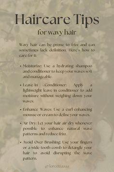 wavy haircare tips, enhance wavy hair, natural wavy hair tips, styling, tips, waves, natural, routine, wavy, frizz Wavy Hair Guide, Hair Tips For Wavy Hair, How To Get Wavy Hair Naturally, Smooth Wavy Hair, Wavy Hair Protective Styles, How To Treat Wavy Hair Natural, Wavy Hair Styling Tips, Wavy Hair Styling Routine, Haircare Wavy Hair