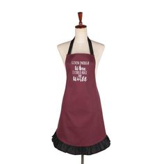 Given Enough Wine I Could Rule The World Embroidered Apron - BFF Here Ruffle Apron, Canvas Apron, Girl Apron, Grill Apron, Embroidered Apron, Rule The World, Sewing Aprons, Design Rules, Cotton Apron