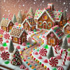 a gingerbread house with candy and candies on the roof is decorated for christmas