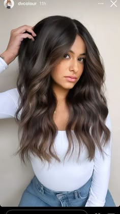 Cool Tone Dimensional Brunette, Mocha Hair With Highlights, Dark Hair Dimension, Black Hair Color With Highlights, Glow Up Hair, Hair Balayage Ideas, Ash Brunette, Ideas Para El Pelo, Dark Hair Colors