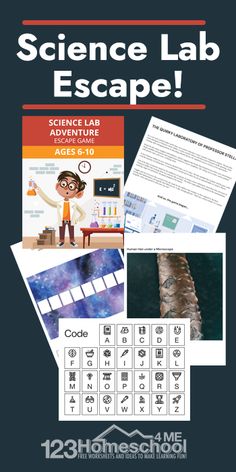 the science lab escape book is shown with pictures and instructions for students to learn how to use