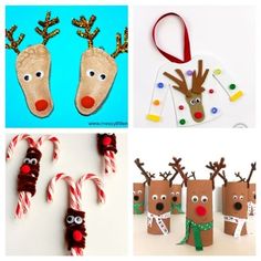 christmas crafts and activities for kids to make with paper plates, candy canes, reindeer head