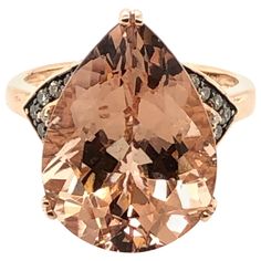 Le Vian Chocolatier® Ring featuring 8 1/3 cts. Peach Morganite™, 1/8 cts. Chocolate Diamonds®, Vanilla Diamonds® set in 14K Strawberry Gold® Ring Size: 7.25 Le Vian 8 Carat Peach Morganite Rose Gold Ring Morganite Rose Gold Ring, Peach Ring, Chocolate Diamond Ring, Rose Gold Morganite Ring, Peach Morganite, Tanzanite Diamond Ring, Rose Gold Morganite, Chocolate Diamonds, Le Vian