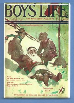 an old magazine cover with a man laying on the ground next to two men in uniform