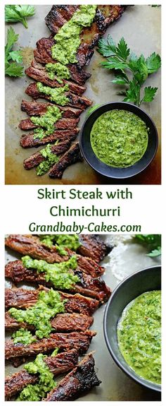 steak skewers with guacamole sauce on them