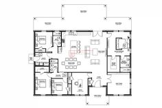 the floor plan for an apartment with three bedroom and two bathrooms, one living room