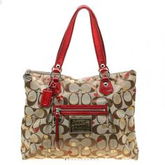 Coach Poppy Heart Glam Tote Limited Edition In Great Condition. This Poppy Laura Secret Admirer Tote From Coach Is Crafted Signature Coated Canvas And Has A Zip Detail At The Front Along With The Brand Logo Plaque And Two Top Handles. The Zip Closure At The Top Opens To A Nylon-Lined Interior Featuring A Slip Pocket. Add This Bag To Your Collection Today! Exterior Material: Canvas Interior Material: Nylon Hardware: Silver Tone Length: 15" Depth: 5" Height: 12" Handle Drop: 8" Secret Admirer, Coach Poppy, Leather Handle, Coach Bags, Bag Making, Patent Leather, Brand Logo, Bags Handbags, Poppies