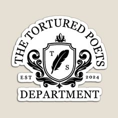 the tortued posts department sticker on a white background with a black and white logo