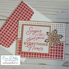 two christmas cards with the words sugar and spice everything nice written in gold on them